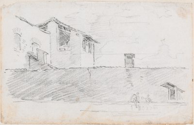 Husskivor bakom en vägg av Hubert Robert