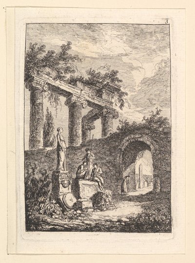 Statyn före ruinerna.n.d. av Hubert Robert