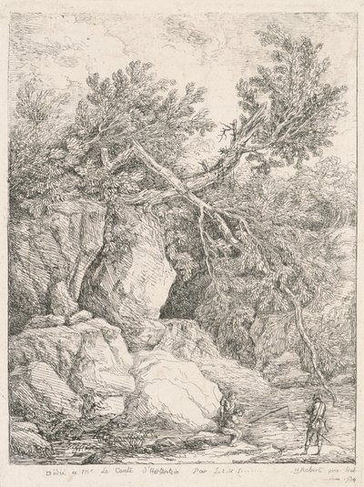 Landskap med ett fallna träd av Hubert Robert