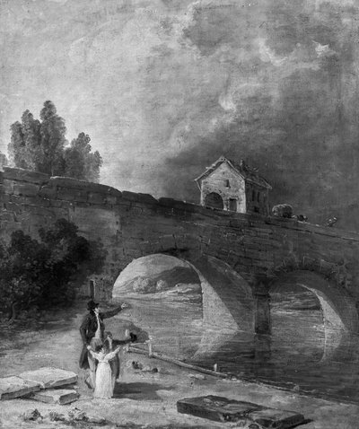 Landskap med bro av Hubert Robert