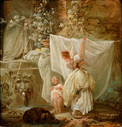 Tvätterskan och barnet av Hubert Robert