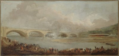 Le décintrement du pont de Neuilly, le 22 septembre 1772, mellan 1772 och 1775 (olja) av Hubert Robert