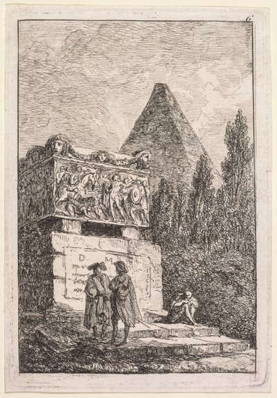 Roms kvällar: Sarkofagen, 1763-1764. av Hubert Robert