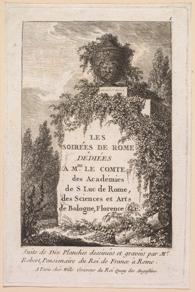 Kvällar i Rom: Titelsida av Hubert Robert