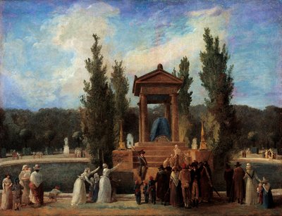 Monument upphöjt vid Tuilerierna för att hedra Jean Jacques Rousseau 10 oktober av Hubert Robert