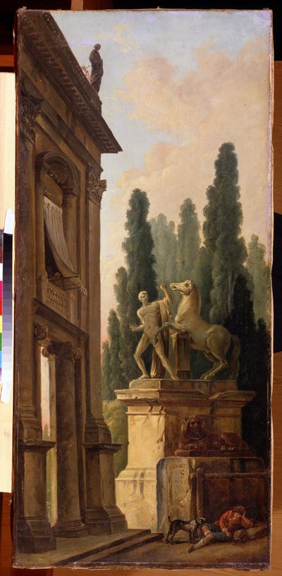 Landsbygden. Målning av Hubert Robert (1733-1808), olja på duk, cirka 1770-1780, fransk konst. State Museum Arkhangelskoye Estate, Moskva. av Hubert Robert