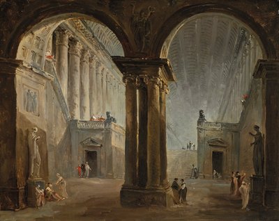 Människor i ett antikgalleri av Hubert Robert