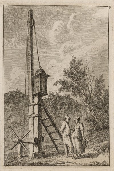 Plåt nio från kvällar i Rom, 1763-64 av Hubert Robert