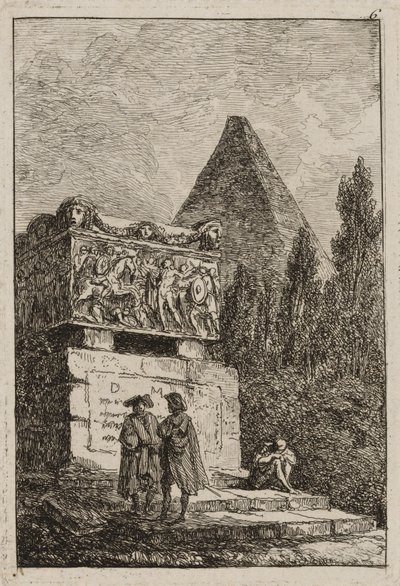 Tavla sex från kvällar i Rom, 1763-64 av Hubert Robert