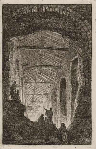 Tavla tio från kvällar i Rom, 1763-64 av Hubert Robert