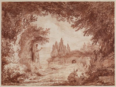Terrass i en italiensk trädgård, ca 1760 av Hubert Robert