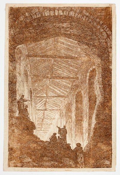 Antikgalleriet, plansch tio från Les Soirées de Rome av Hubert Robert