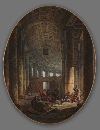 St. Peters pelargång, Rom, under konklaven, c.1769 av Hubert Robert