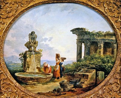 Fontänen (olja på duk) av Hubert Robert