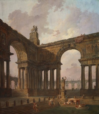 Landningsplatsen, 178788. av Hubert Robert
