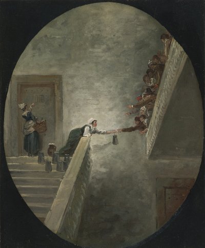 Utdelningen av mjölk i Saint-Lazare-fängelset, ca 1794 av Hubert Robert