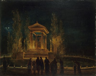 Jean-Jacques Rousseaus tillfälliga mausoleum, ca 1794. av Hubert Robert