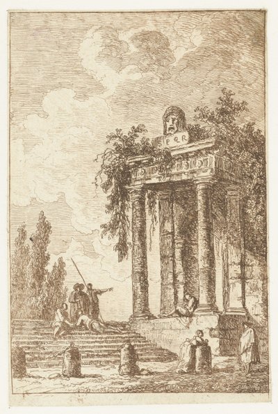 Trappa med de fyra gränsstolparna Les Soirees de Rome (serietitel) Roman Faces` (serietitel) av Hubert Robert