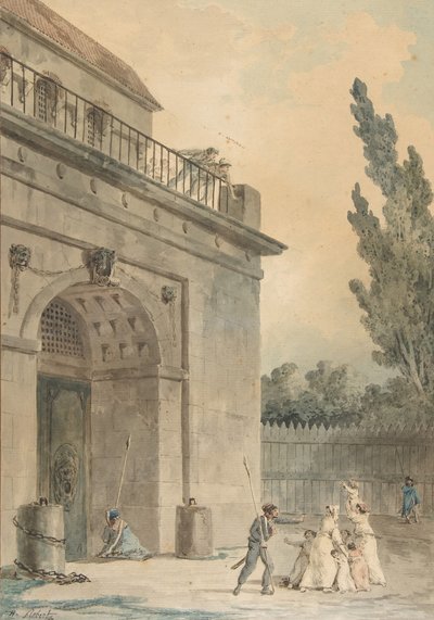 Besökare som lämnar ett fängelse, 1794-95. av Hubert Robert