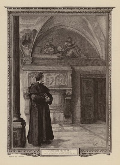 Munken och madonnan (gravyr) av Hubert von (after) Herkomer