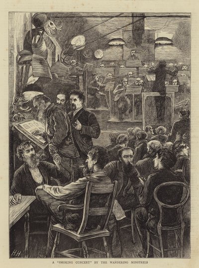 A Smoking Concert by the Wandering Minstrels av Hubert von Herkomer