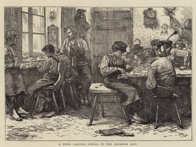 En träsnideriskola i de bayerska alperna av Hubert von Herkomer