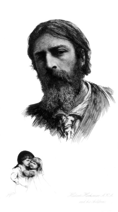Hubert Herkomer, tyskfödd brittisk konstnär, och hans barn, c1880-1882. av Hubert von Herkomer