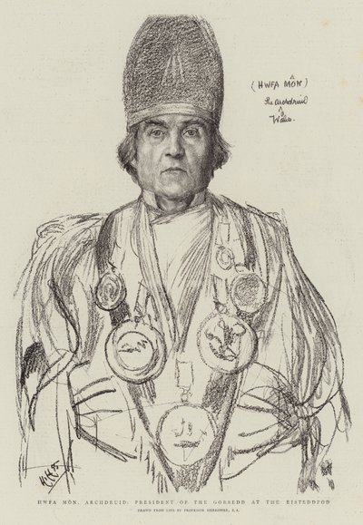 Hwfa Mon, Archdruid, ordförande för Gorsedd vid Eisteddfod av Hubert von Herkomer