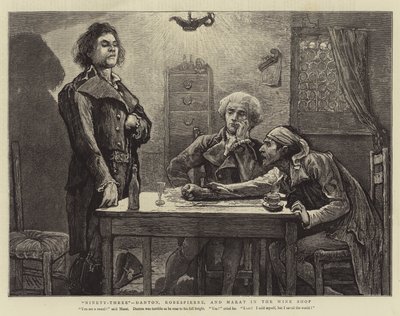 Nittiotre, Danton, Robespierre och Marat i vinbutiken av Hubert von Herkomer