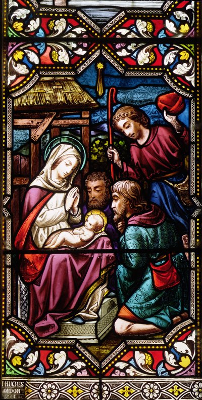 The Adoration of the Shepherds, 1865 (målat glas) av Hugh Hughes