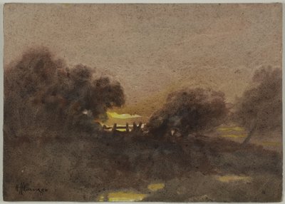 Landskap med port vid solnedgången av Hugh Huntington Howard