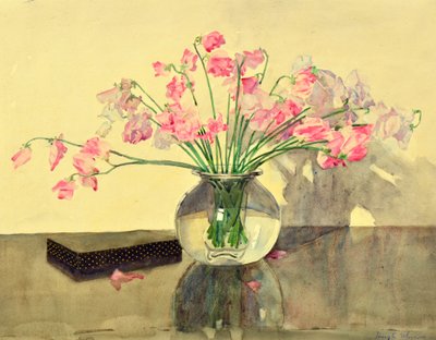 Söta ärtor i en glasskål (akvarell) av Hugh Munro
