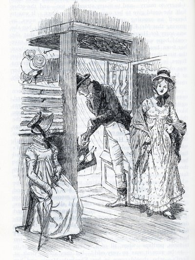 "Emma förklarar att hon är den som arrangerar bröllopet för Miss Taylor och Mr Weston" (illustration) av Hugh Thomson