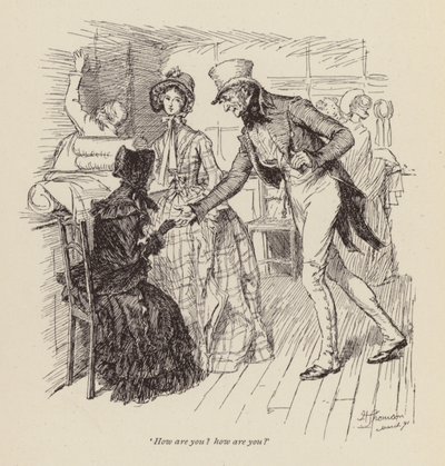 Illustration för Cranford av Mrs Gaskell (gravyr) av Hugh Thomson