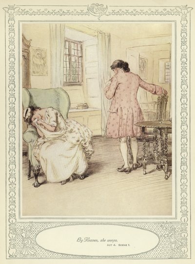 Illustration till Goldsmiths She Stoops to Conquer av Hugh Thomson