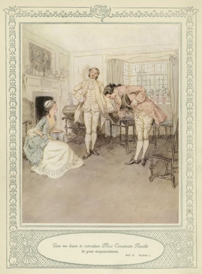 Illustration till Goldsmiths She Stoops to Conquer av Hugh Thomson