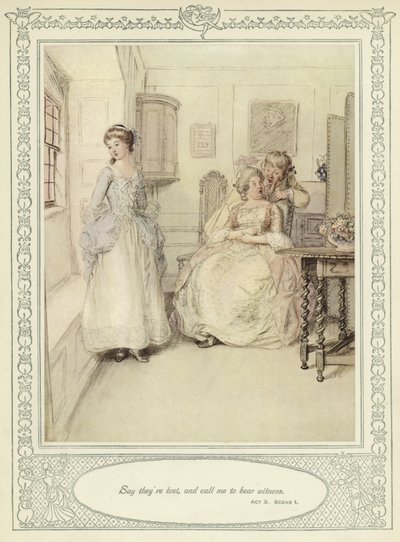 Illustration till Goldsmiths She Stoops to Conquer av Hugh Thomson