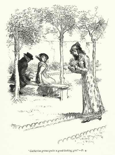 Illustration för Northanger Abbey av Jane Austen (litho) av Hugh Thomson