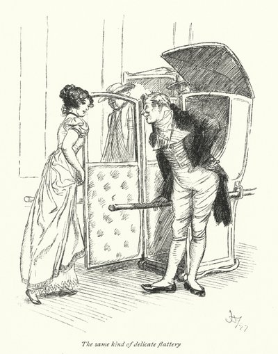 Illustration för Northanger Abbey av Jane Austen (litho) av Hugh Thomson