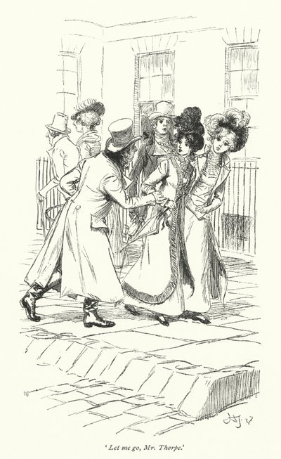 Illustration för Northanger Abbey av Jane Austen (litho) av Hugh Thomson