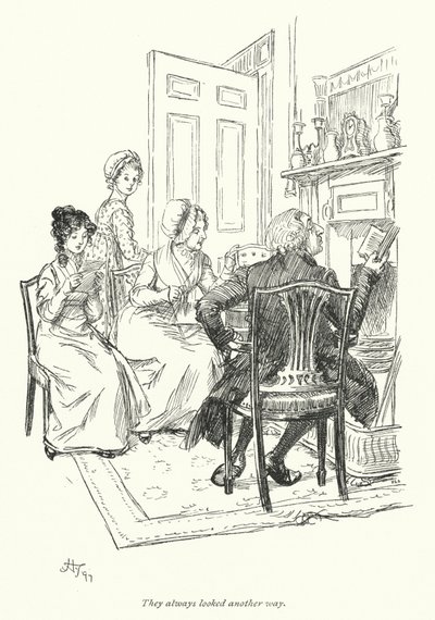 Illustration för Northanger Abbey av Jane Austen (litho) av Hugh Thomson