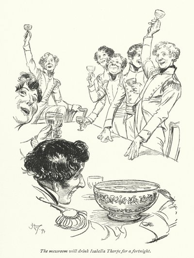 Illustration för Northanger Abbey av Jane Austen (litho) av Hugh Thomson