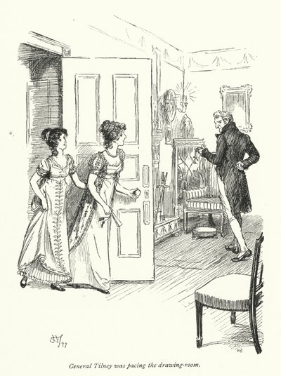 Illustration för Northanger Abbey av Jane Austen (litho) av Hugh Thomson