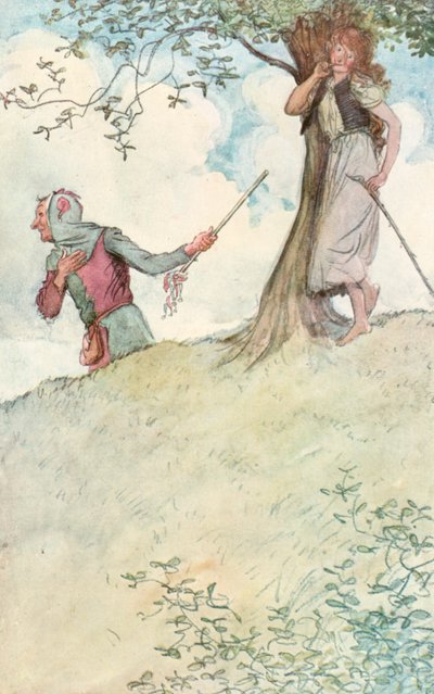 Illustration till Shakespeares As You Like It (färg litho) av Hugh Thomson