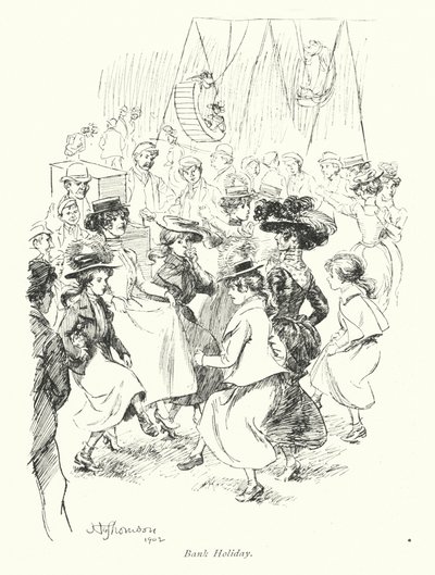 London: Bank Holiday (färglitografi) av Hugh Thomson