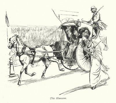 London: The Hansom (färglitografi) av Hugh Thomson
