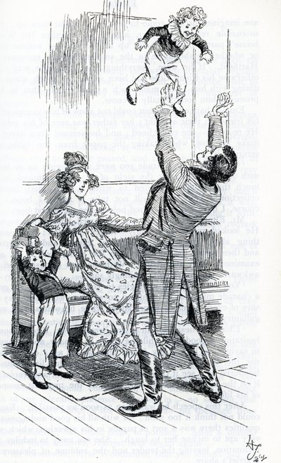 "Mr Knightley leker med sina barn" av Hugh Thomson