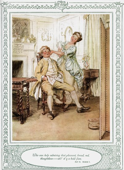 Oliver Goldsmiths pjäs She Stoops to Conquer av Hugh Thomson