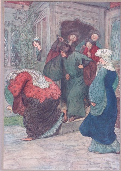 Utanför min dörr du häxa, illustration från The Merry Wives of Windsor, 1910 av Hugh Thomson
