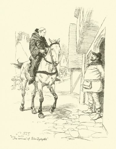 Ankomsten av John Lydgate (litho) av Hugh Thomson